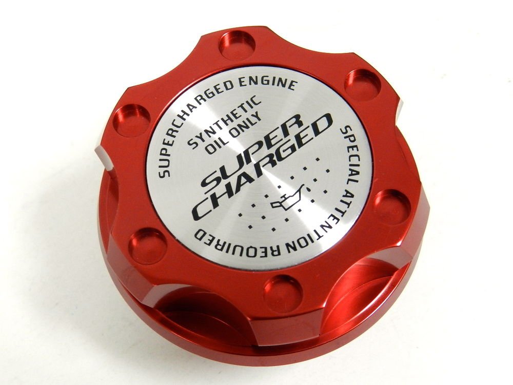 RED SUPERCHARGED BILLET CNC RACING ENGINE OIL FILLER CAP FOR MITSUBISHI