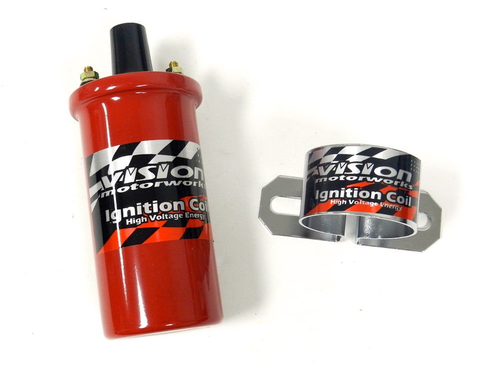 HIGH VOLTAGE OIL FILLED RACING IGNITION COIL AND CHROME BRACKET KIT