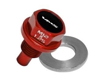 VMS HONDA ACURA MAGNETIC OIL PAN DRAIN PLUG BOLT KIT W/ CRUSH WASHER - RED 2