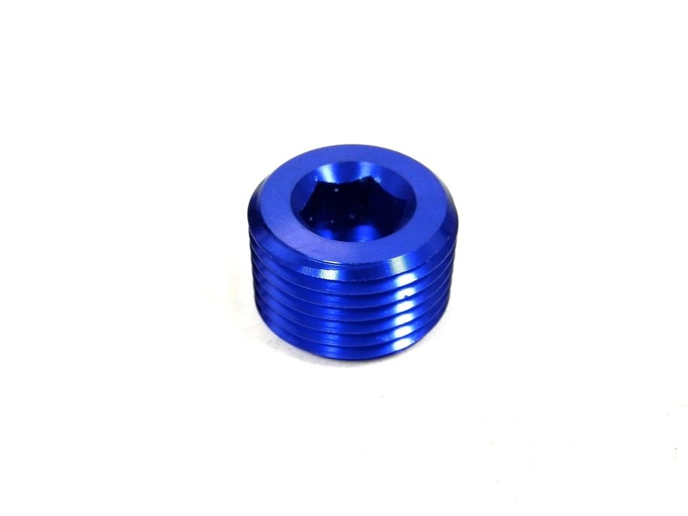 UNIVERSAL 3/8" NPT THREAD ALUMINUM ALLEN HEAD SOCKET PIPE PLUG FITTING BLUE
