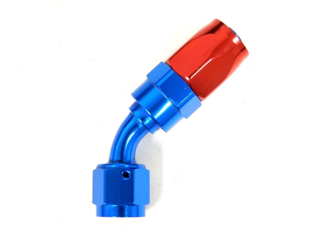 UNIVERSAL -16 AN16 16AN 45 DEGREE SWIVEL ALUMINUM TUBE HOSE END FITTING BLUE