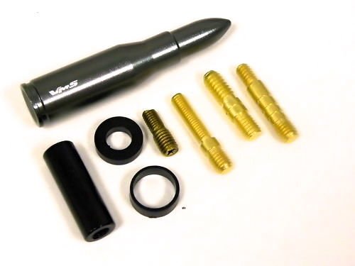 GUNMETAL UNIVERSAL 223 CALIBER BULLET SHORT STUBBY SCREW IN ANTENNA 3" - TOYOTA