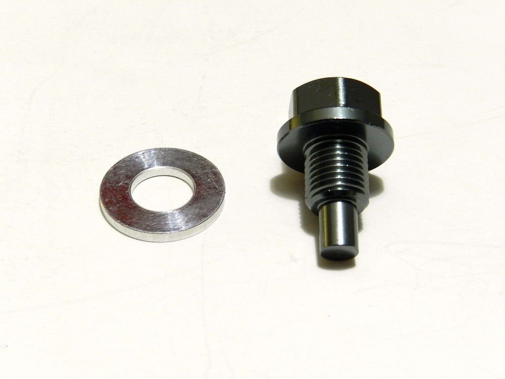 VMS TOYOTA SCION MAGNETIC OIL PAN DRAIN PLUG BOLT KIT W/ CRUSH WASHER GUNMETAL