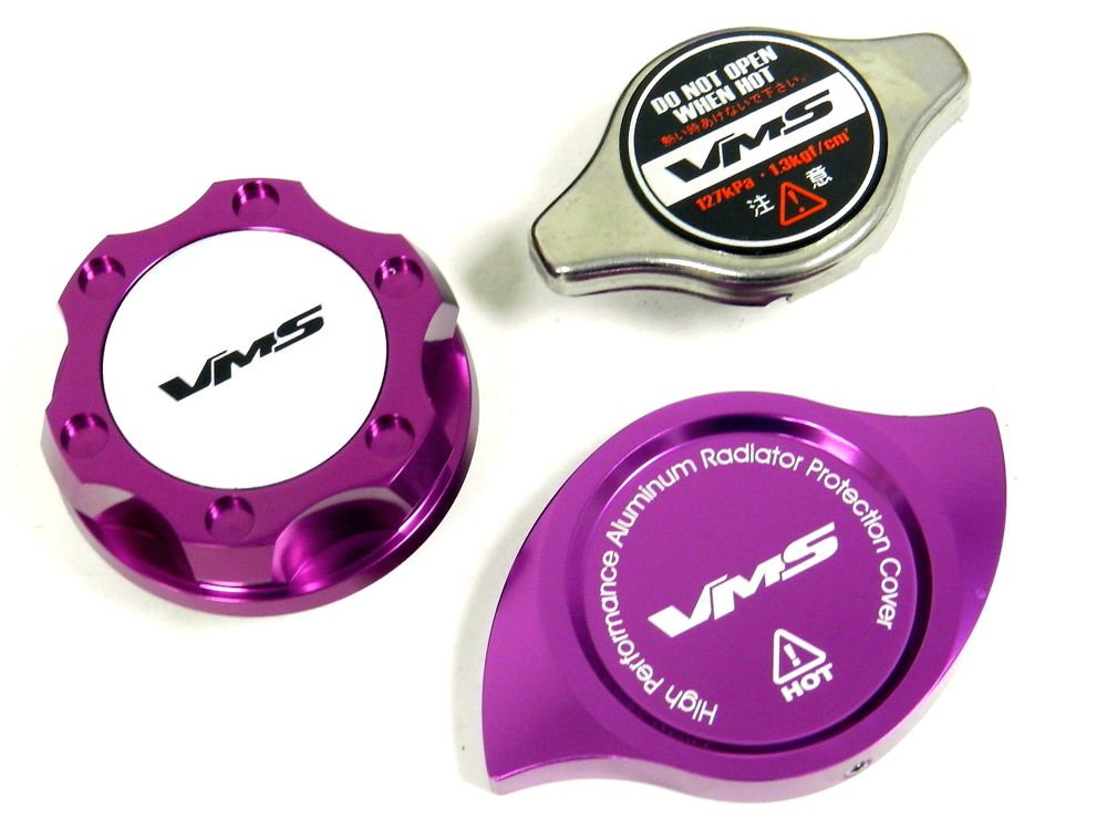 VMS RACING OIL CAP + RADIATOR CAP + BILLET COVER PURPLE NISSAN INFINITI S