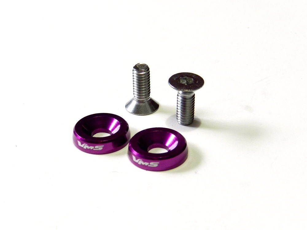 2PC VMS RACING LICENSE PLATE BOLT & WASHER KIT - PURPLE