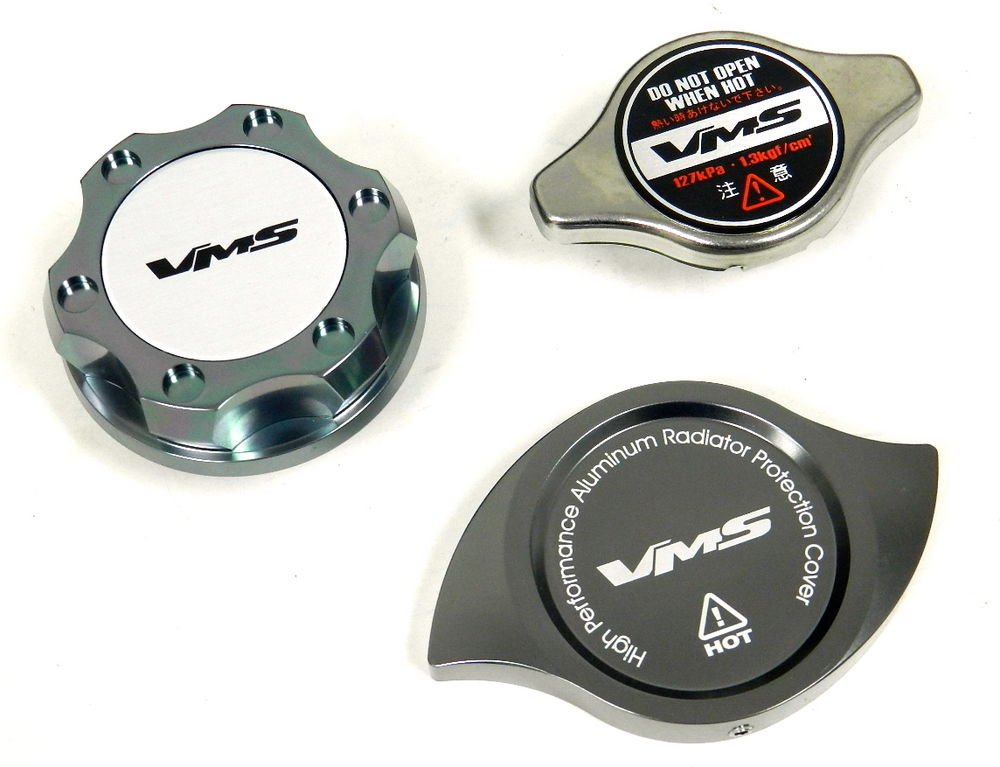 VMS RACING OIL CAP + RADIATOR CAP + BILLET COVER GUNMETAL MITSUBISHI S