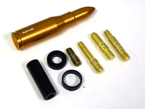 GOLD UNIVERSAL 223 CALIBER BULLET SHORT STUBBY SCREW IN ANTENNA 3" - SUBARU