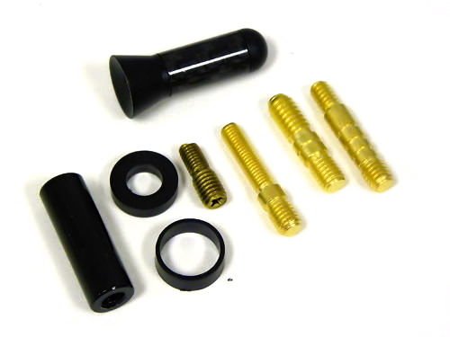 UNIVERSAL 1.75" 44MM CARBON FIBER BILLET SHORT STUBBY SCREW IN ANTENNA - BLACK