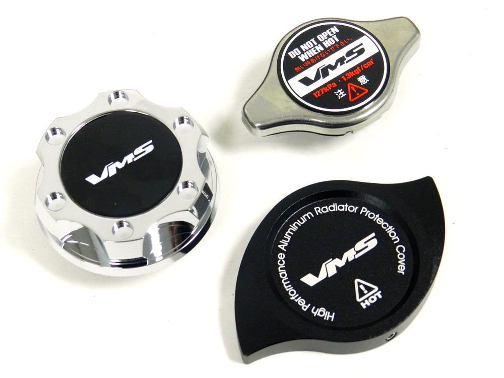VMS RACING OIL CAP + RADIATOR CAP + BILLET COVER CHROME HONDA ACURA B