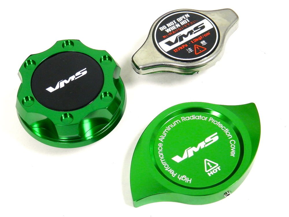VMS RACING OIL CAP + RADIATOR CAP + BILLET COVER GREEN HONDA ACURA B