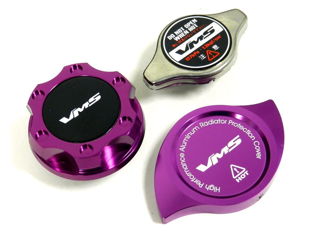 VMS RACING OIL CAP + RADIATOR CAP + BILLET COVER PURPLE HONDA ACURA B