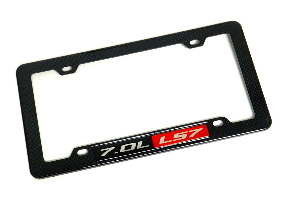 GM CHEVY 7.0L LS7 LS-7 ENGINE LICENSE PLATE TAG FRAME - CARBON FIBER LOOK