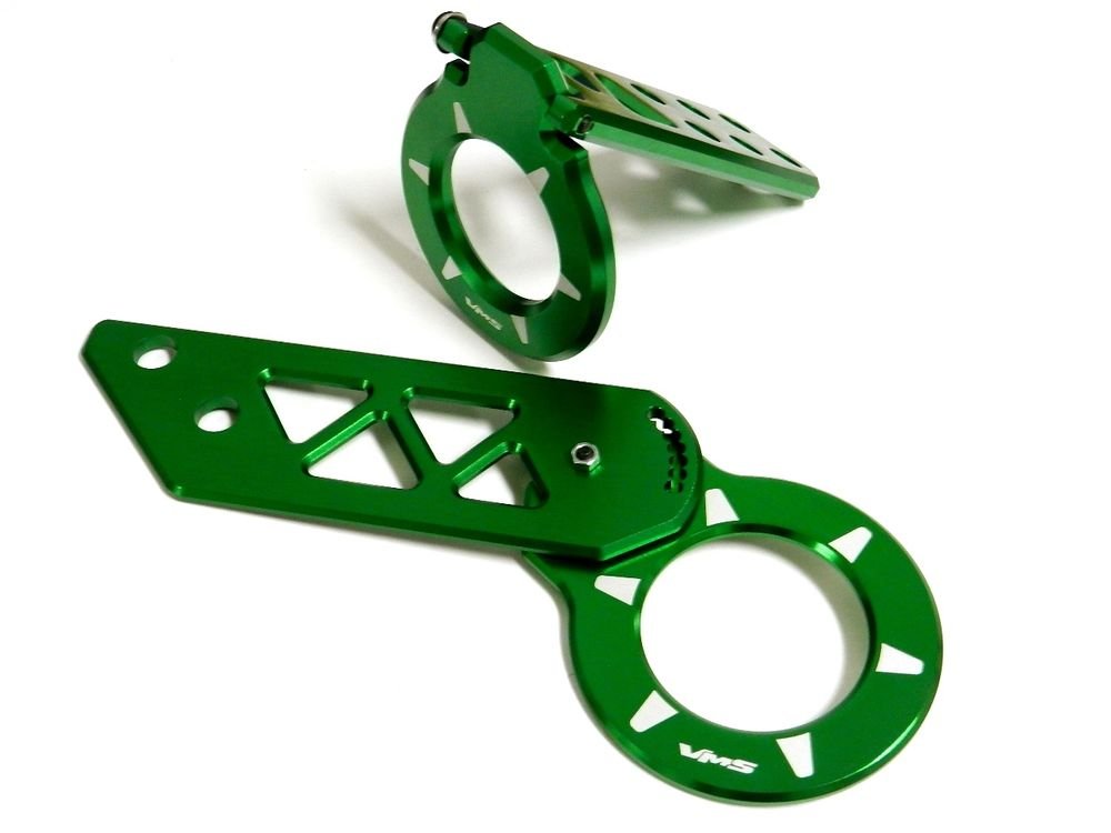 GREEN VMS RACING V3 F+R ALUMINUM ADJUSTABLE FOLDING TOW HOOKS FOR HONDA ACURA