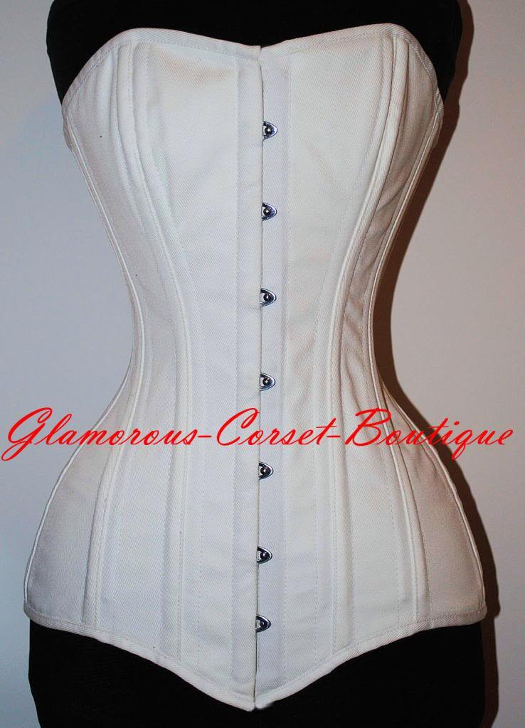 LONG Cotton Steel Corset 26 Steel Bones Double Boned LONG TORSO Shaper XS - 3XL