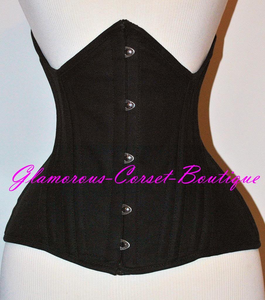 Cotton Waist Training Corset Underbust Double Steel Boned 3 Layers XS - 3XL