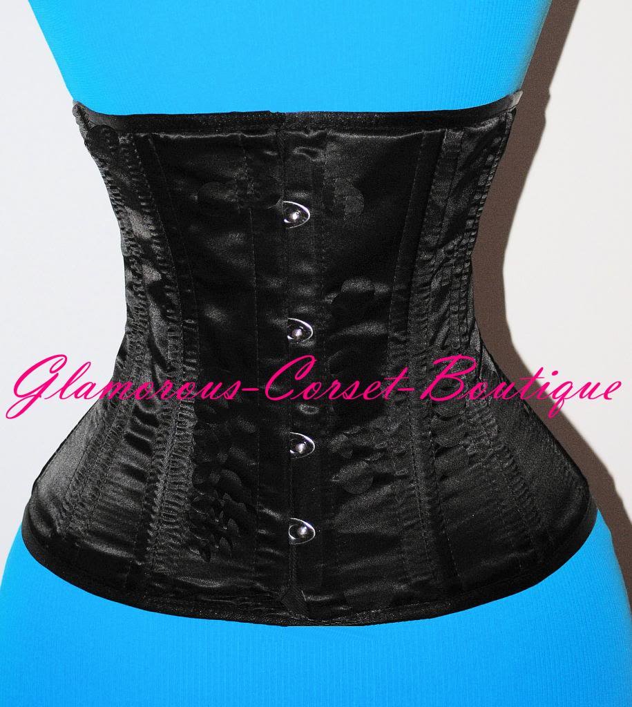 SHORT Double Steel Boned Corset Underbust Waist Training 22 Steel Bones XS -6XL
