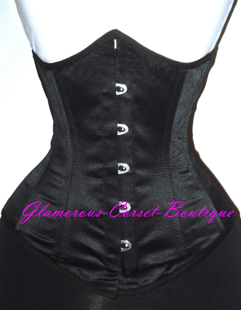 Waist Training Corset Underbust Black Cincher 26 Steel Bones Double Boned 2XL