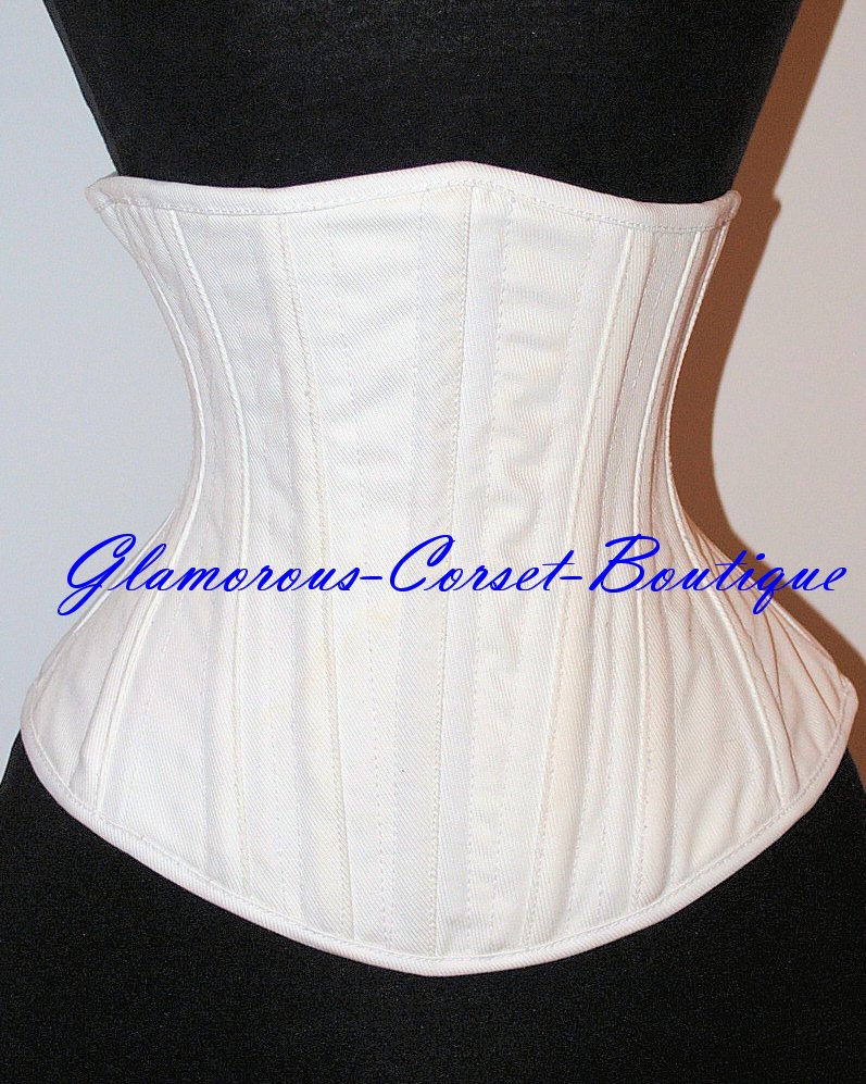 Steel Corset Cotton Underbust NO BUSK Cincher 26 Steel Bones 3 Layers XS - 3XL