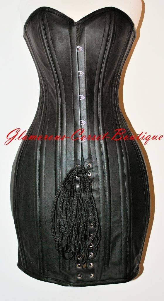 Leather Corset Dress 26 Steel Bones Double Boned Waist Training DOM XXS-4XL
