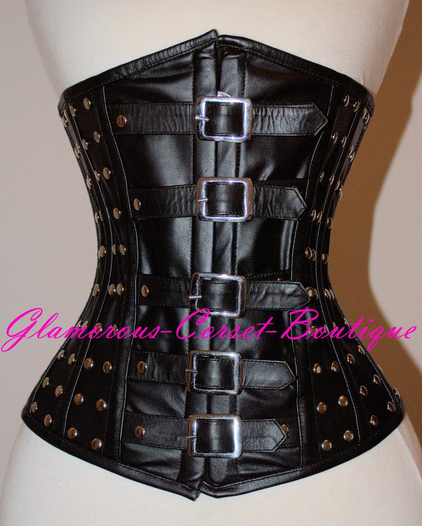 Leather Corset Steel Boned Waist Training Tight-Lacing Fetish DOM XS - 3XL