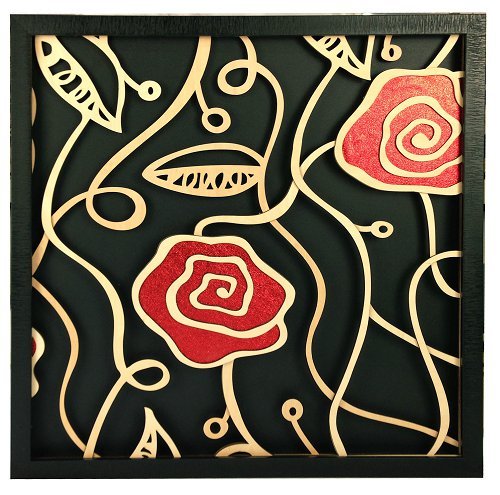 3D wooden wall picture for decoration (60*60cm) - red rose B