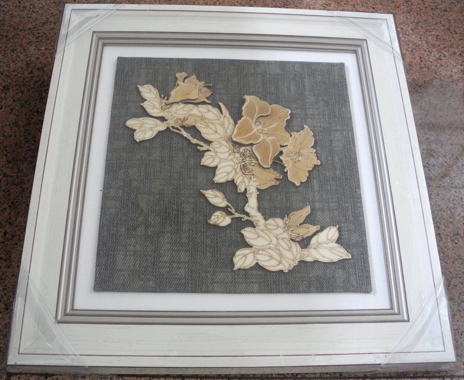 3D wooden wall picture for decoration (39*39cm) - flower D