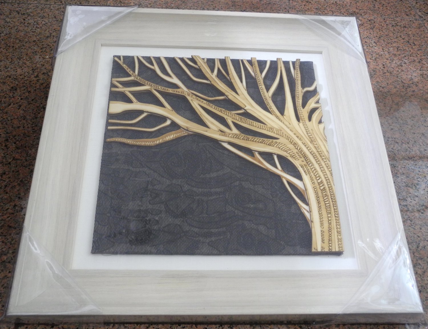 3D wooden wall picture for decoration (39*39cm) - tree left