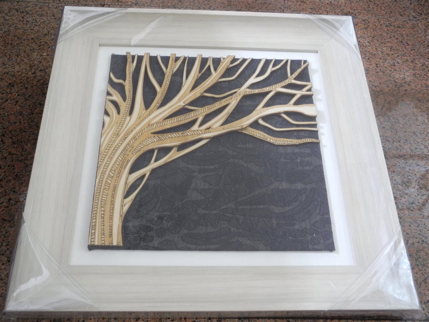 3D wooden wall picture for decoration (39*39cm) - tree right