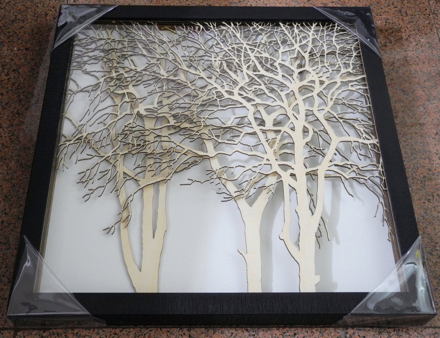 3D wooden wall picture for decoration (48*48cm) - forest C