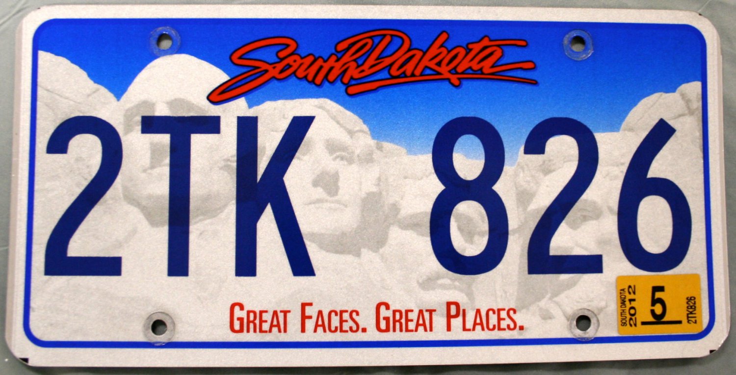 2012 South Dakota License Plate (2TK 826)