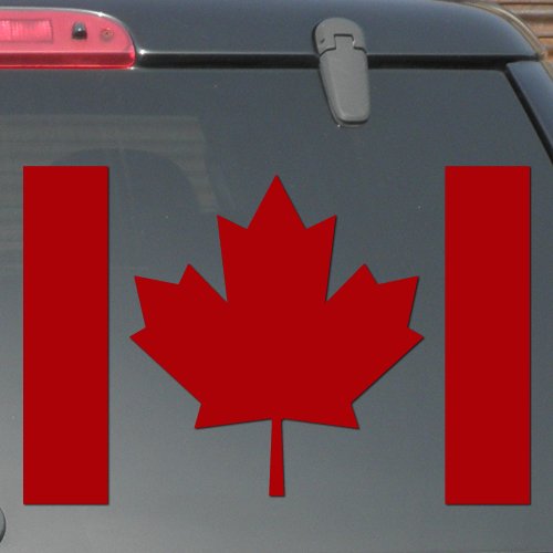 11" x 7.3" - Canada Flag - Red Color - Pick Color - Vinyl Decal Sticker