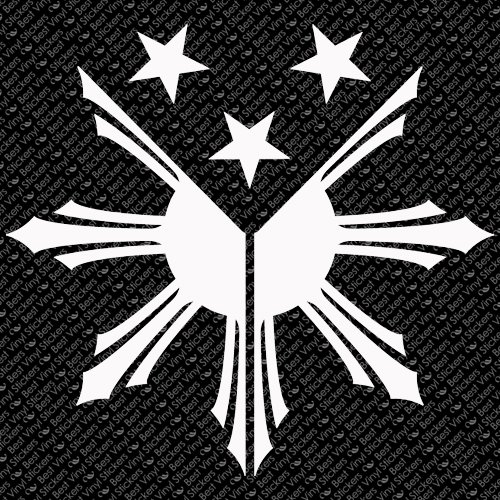 3.5" x 3.2" - Philippines Flag - White Color - Choose Your Color - Vinyl Decal Sticker (Design # 3)