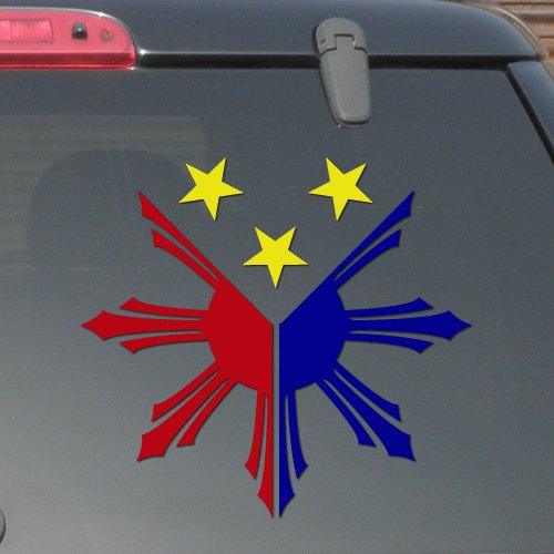 3.5" x 3.2" - Philippines Flag - Three Color Decal - Pinoy Pinay - Vinyl Decal Sticker (Design # 04)