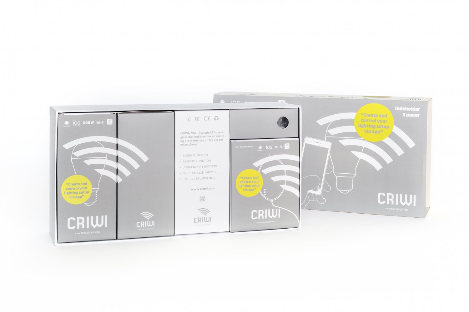 Criwi High Quality Intelligent Wifi LED Light bulb with App (set of 3)