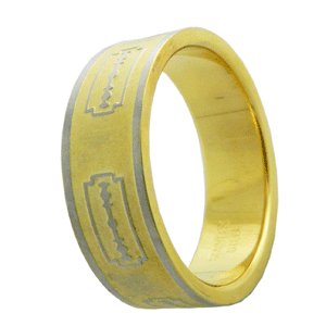 316L Stainless Steel Blade Pattern Handmade Men's Ring