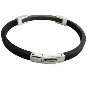 316L Black Rubber Stainless steel Men's Bracelet