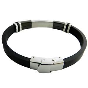 316L Stainless Steel Black Rubber Bracelet