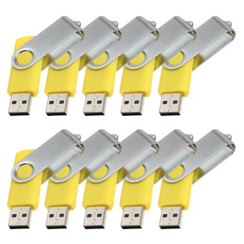 Enfain® 10pcs Cheap Giveaway Bulk 128MB USB 2.0 Flash Memory Thumb Drive(128MB,Yellow)
