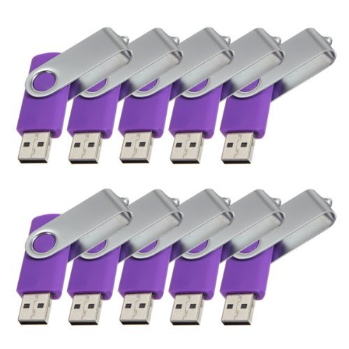 Enfain® 10pcs Swivel Design Waterproof USB 2.0 Flash Drive Memory Stick Fold Storage (512MB,Purple)