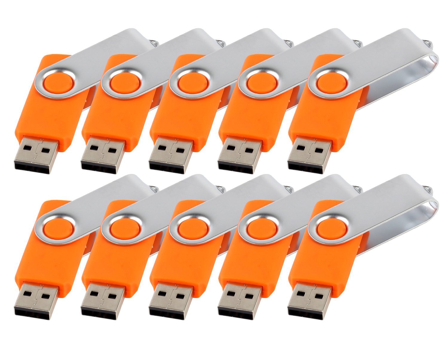 Enfain® 10pcs Swivel Design Waterproof USB 2.0 Flash Drive Memory Stick Fold Storage (512MB,Orange)
