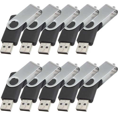 Enfain® 10Pcs Nice Swivel Design New Waterproof USB 2.0 Flash Drive Memory Stick(4GB,Black)