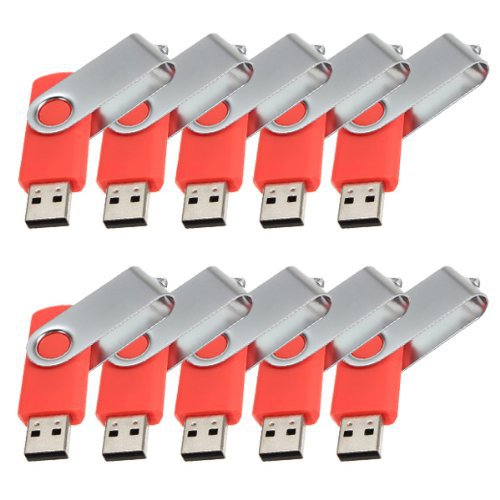 Enfain® 10Pcs Nice Swivel Design New Waterproof USB 2.0 Flash Drive Memory Stick(4GB,Red)