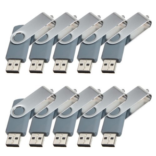 Enfain® 10Pcs Nice Swivel Design New Waterproof USB 2.0 Flash Drive Memory Stick(32GB,Gray)