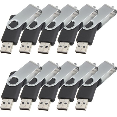 Enfain® 10Pcs Nice Swivel Design New Waterproof USB 2.0 Flash Drive Memory Stick(32GB,Black)