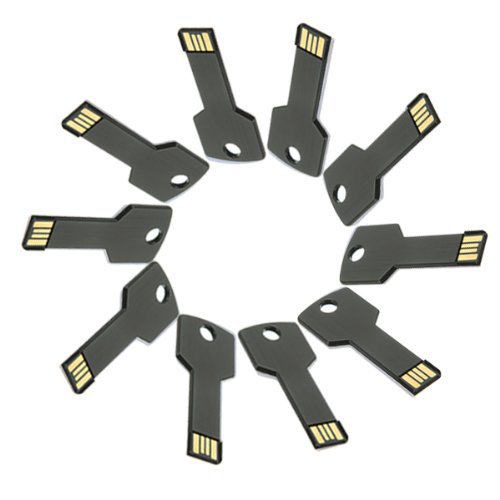 Enfain® 10Pcs Bulk Promotional 64MB Metal Key USB Flash Drive 2.0 Memory Stick Pen Drive(Black)