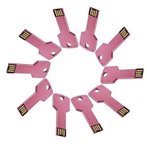 Enfain® 10Pcs 128MB Metal Key USB 2.0 Flash Drive Memory Stick Pen Drive Multi Color Choice(Pink)
