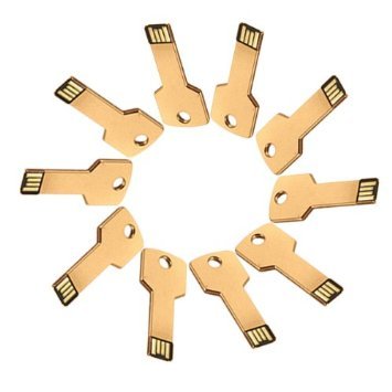Enfain® 10Pcs 128MB Metal Key USB 2.0 Flash Drive Memory Stick Pen Drive Multi Color Choice(Golden)