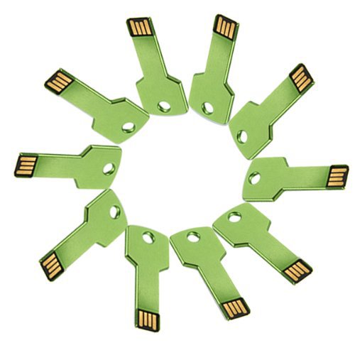 Enfain® 10Pcs Cheap Bulk 256MB Metal Key USB 2.0 Flash Drive Memory Stick Pen Drive(Green)