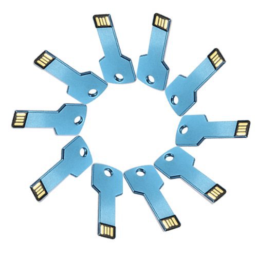 Enfain® 10Pcs Cheap Bulk Metal Key Design 512MB USB 2.0 Flash Drive Memory Stick Pen Drive (Blue)