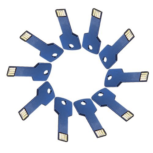 Enfain® 10Pcs Cheap Bulk Metal Key Design 512MB USB 2.0 Flash Drive Memory Stick (Dark Blue)